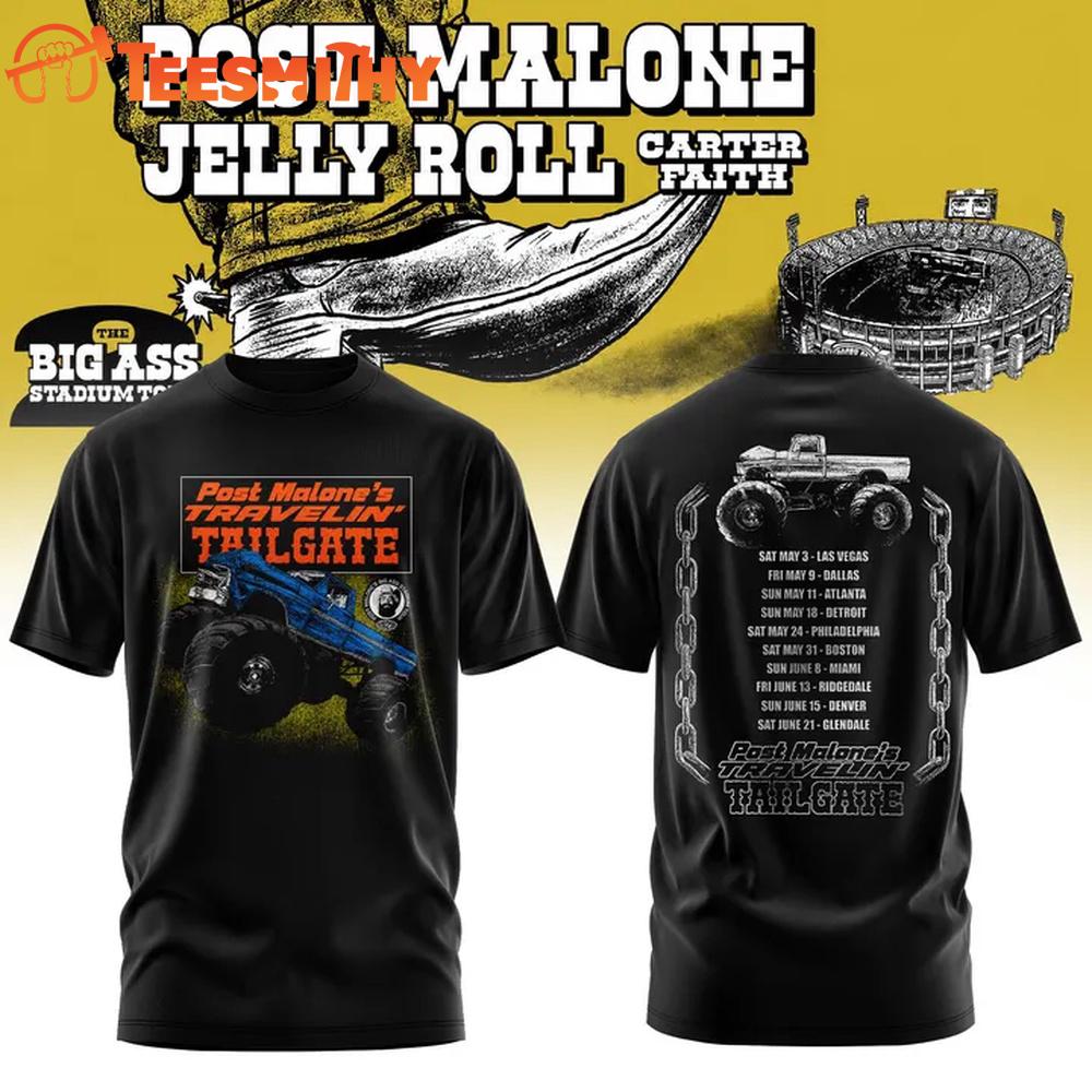 Post Malone x UConn Huskies Football THE BIG ASS Stadium Tour Part 2 Black T Shirt