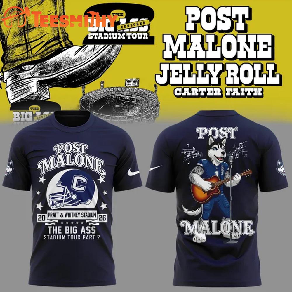 Post Malone x UConn Huskies Football THE BIG ASS Stadium Tour Part 2 T Shirt