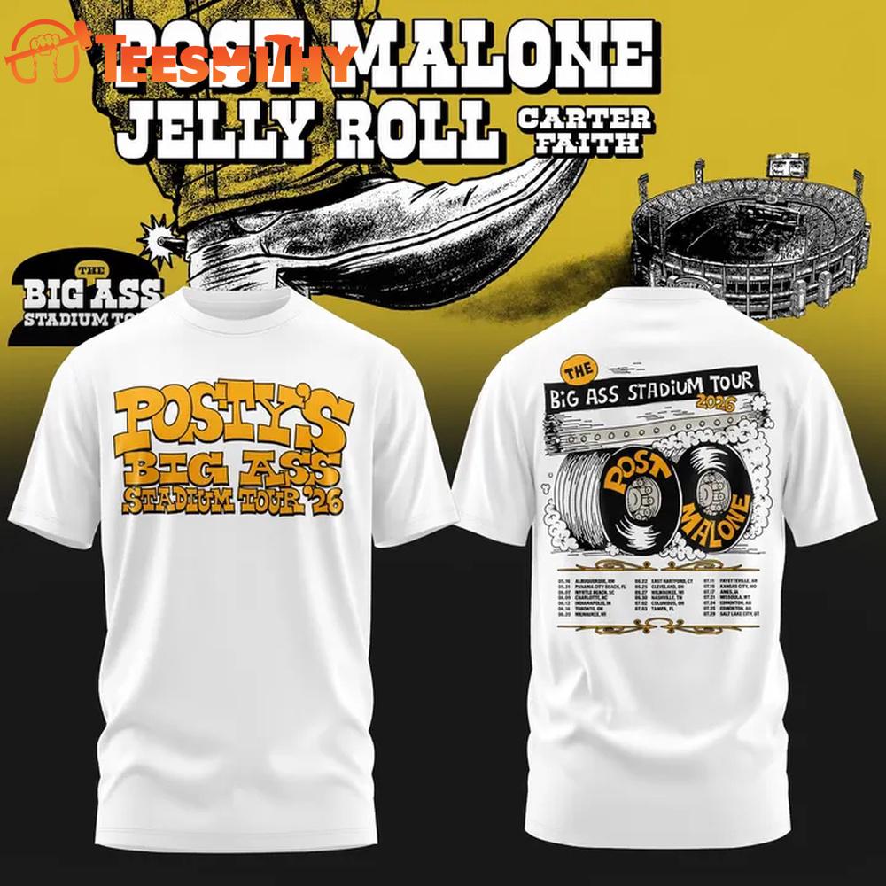 Post Malone x UConn Huskies Football THE BIG ASS Stadium Tour Part 2 White T Shirt
