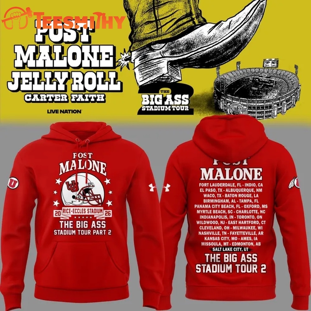 Post Malone x Utah Utes Mascot Football THE BIG ASS Stadium Tour Part 2 Limited Edition 3D Hoodie
