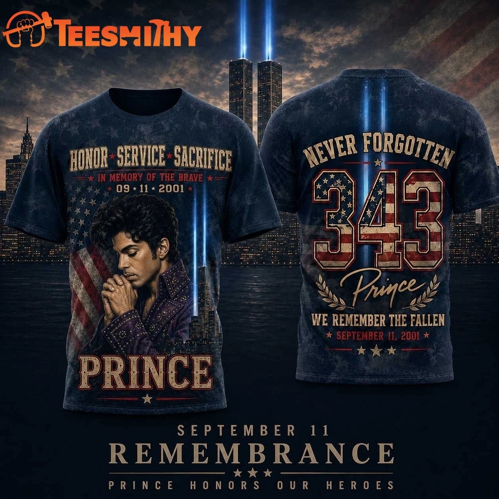 Prince 343 Tribute Portrait and Stars September 11 Remembrance 3D Shirt