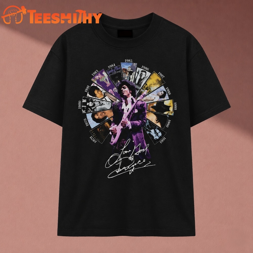 Prince Albums Wheel Graphic Signature Vintage Music T Shirt