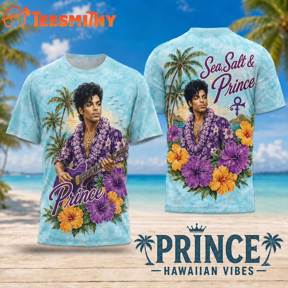 Prince Hawaiian Lei Purple Guitar 2026 3D Shirt