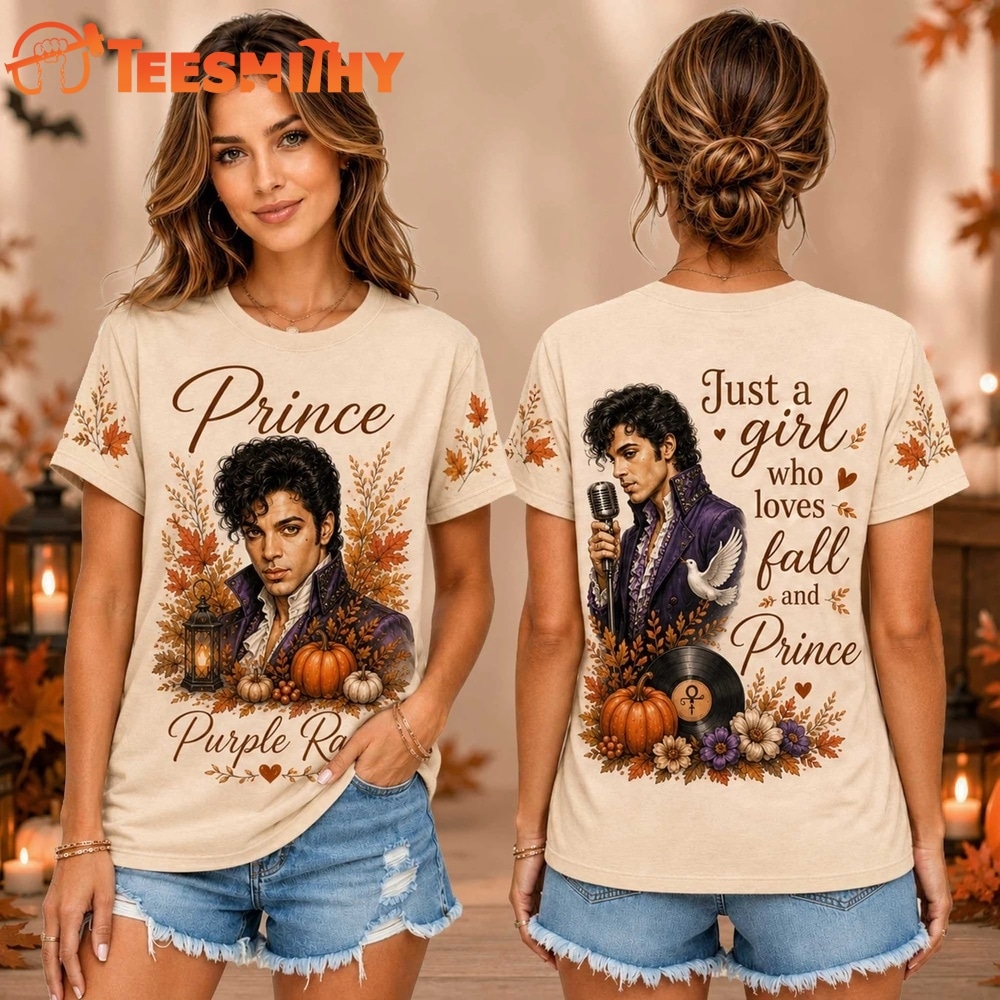 Prince Purple Rain Portrait Fall Pumpkin Autumn 2026 Unisex 3D Shirt