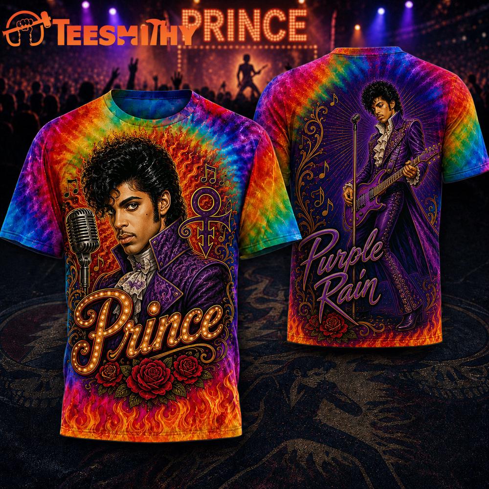 Prince Rainbow Flame Unisex 3D Shirt
