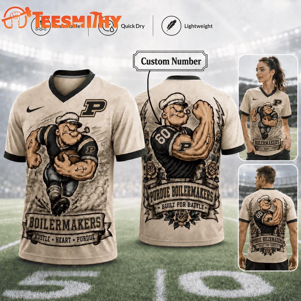Purdue Boilermakers NCAA Popeye Vintage Tattoo Football Jersey