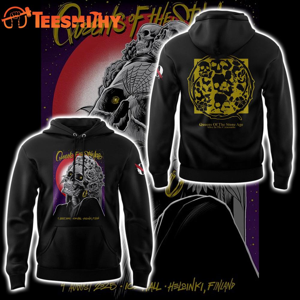 Queens of the Stone Age Alive In The Catacombs Tour 2025 Black Hoodie