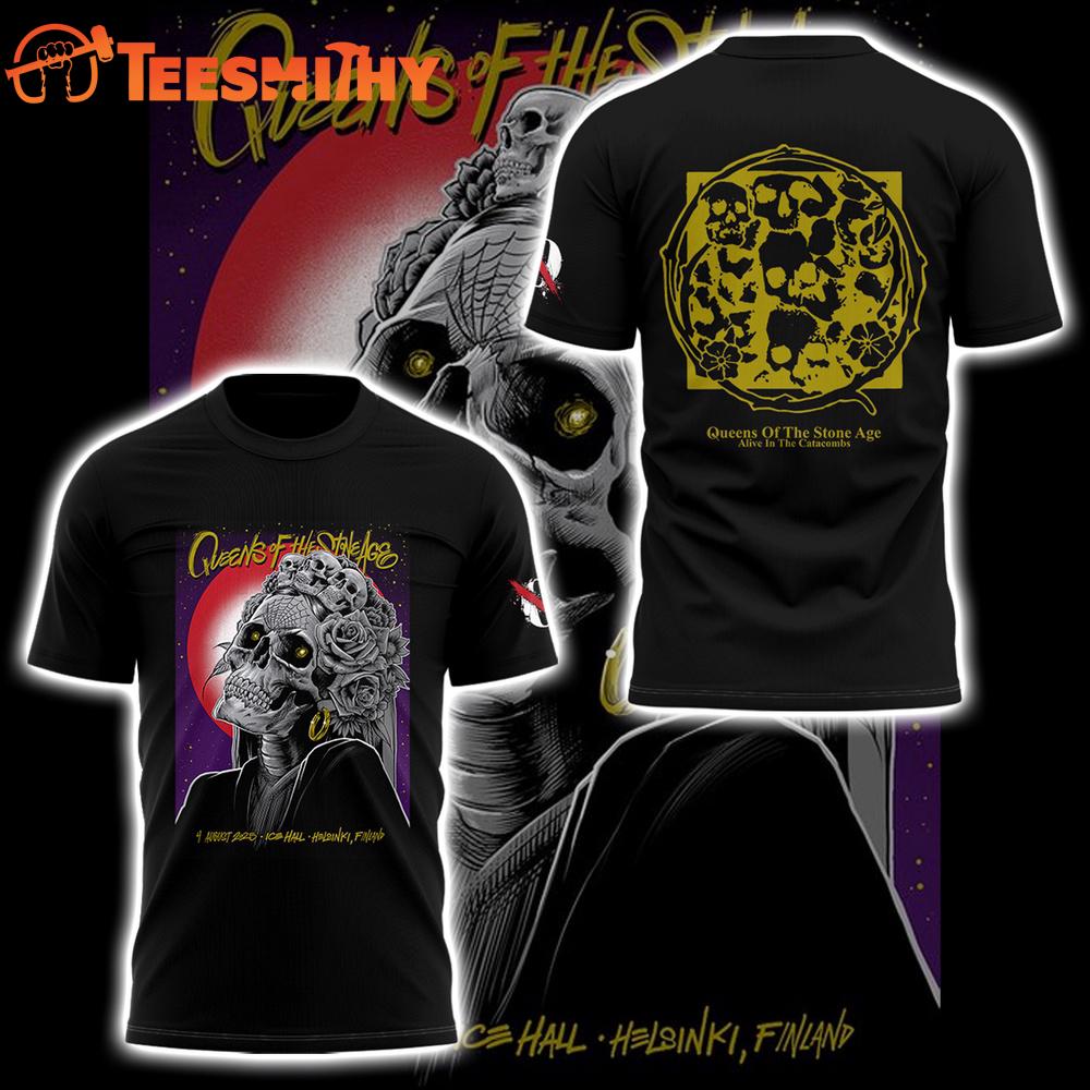 Queens of the Stone Age Alive In The Catacombs Tour 2025 Black Shirt