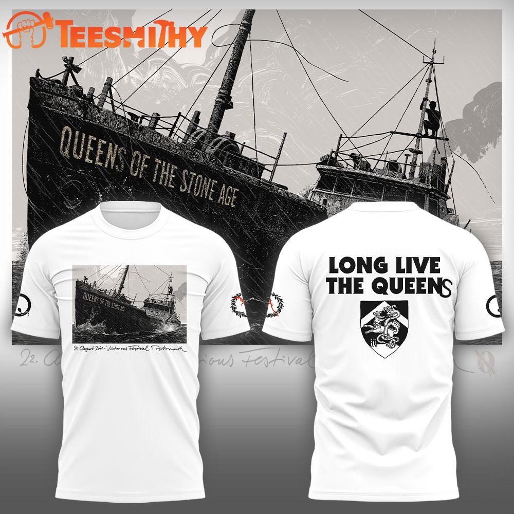 Queens of the Stone Age Long Live The Queens Tour 22 August 2025 Portsmouth White 3D Shirt