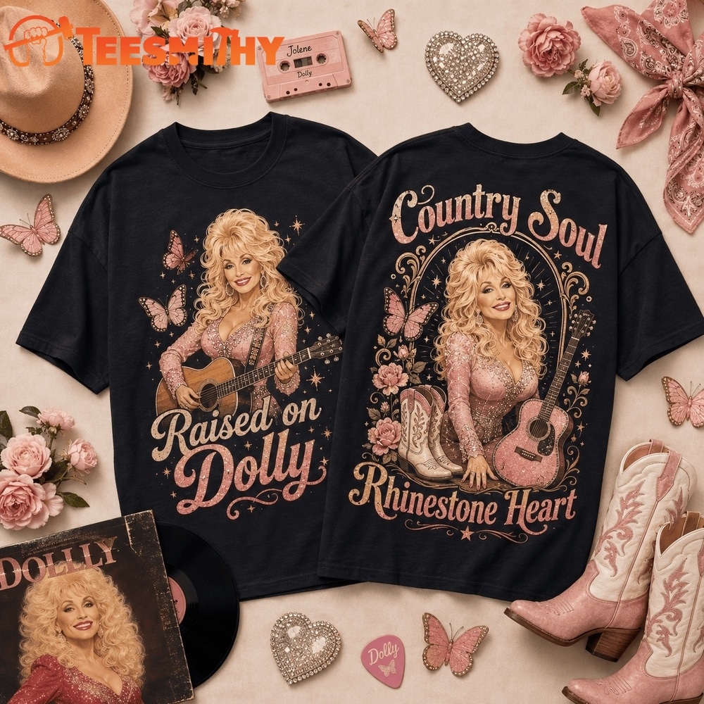 Raised on Dolly Parton Country Soul Rhinestone Heart T Shirt