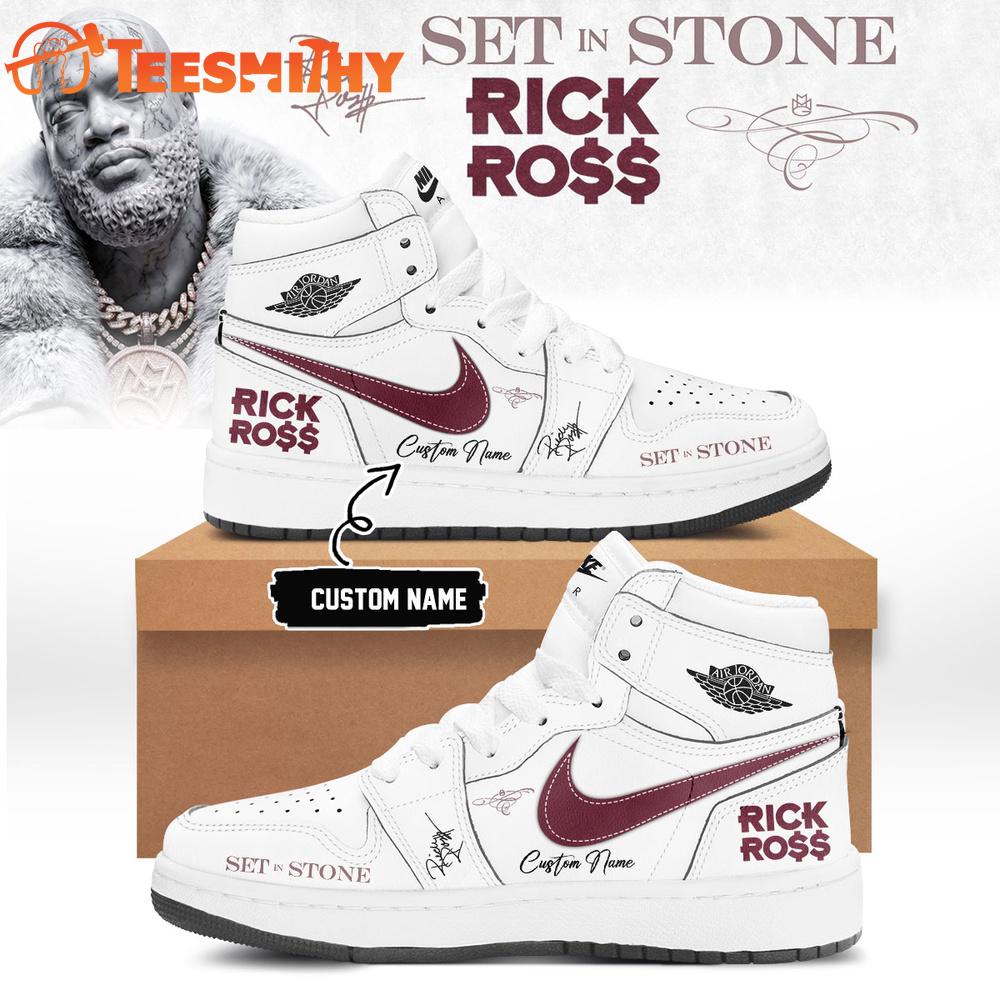 Rick Ross Set In Stone Album 2026 Signature Whie Air Jordan 1 Shoes