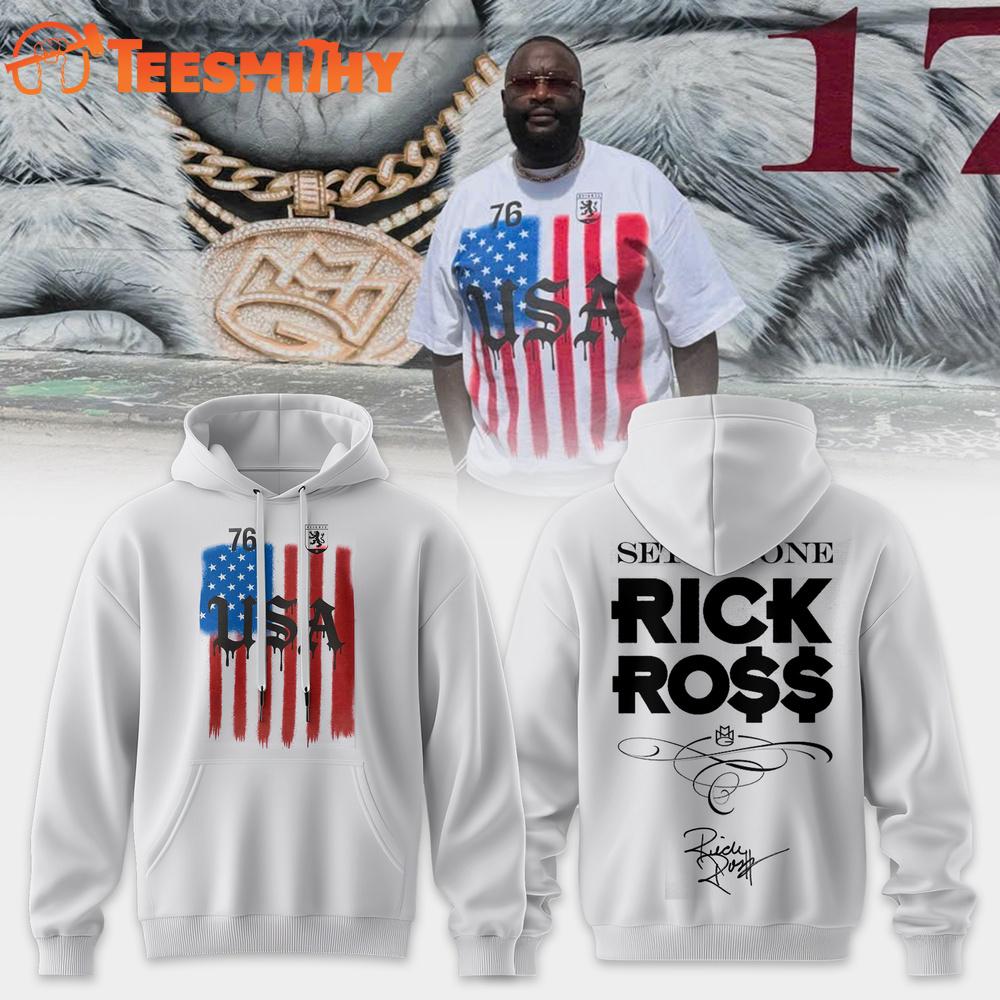 Rick Ross Set In Stone Album 2026 USA Flag Signature Hoodie