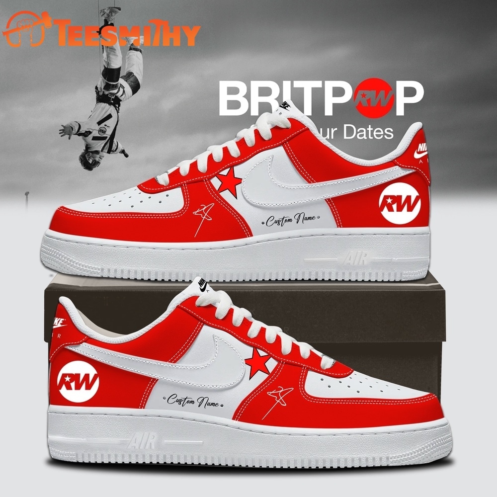 Robbie Williams BRITPOP World Tour 2026 Red Air Force 1 Shoes Sneakers