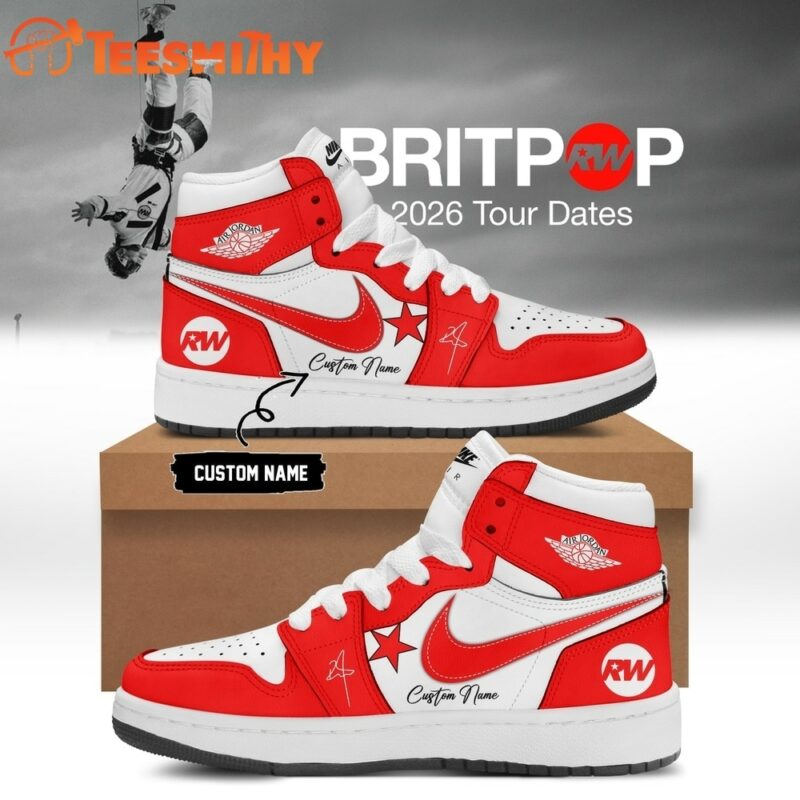 Robbie Williams BRITPOP World Tour 2026 Red Air Jordan 1 Hightop Shoes