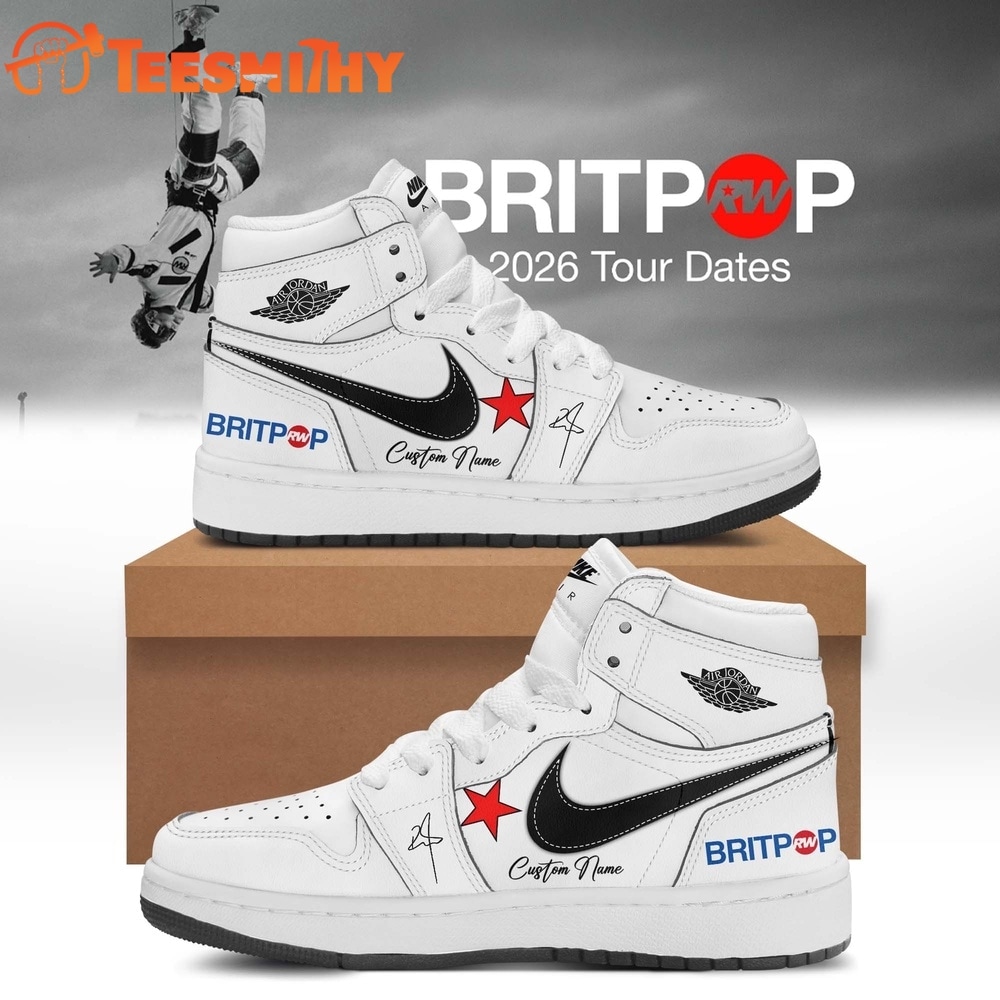 Robbie Williams BRITPOP World Tour 2026 White Air Jordan 1 Hightop Shoes
