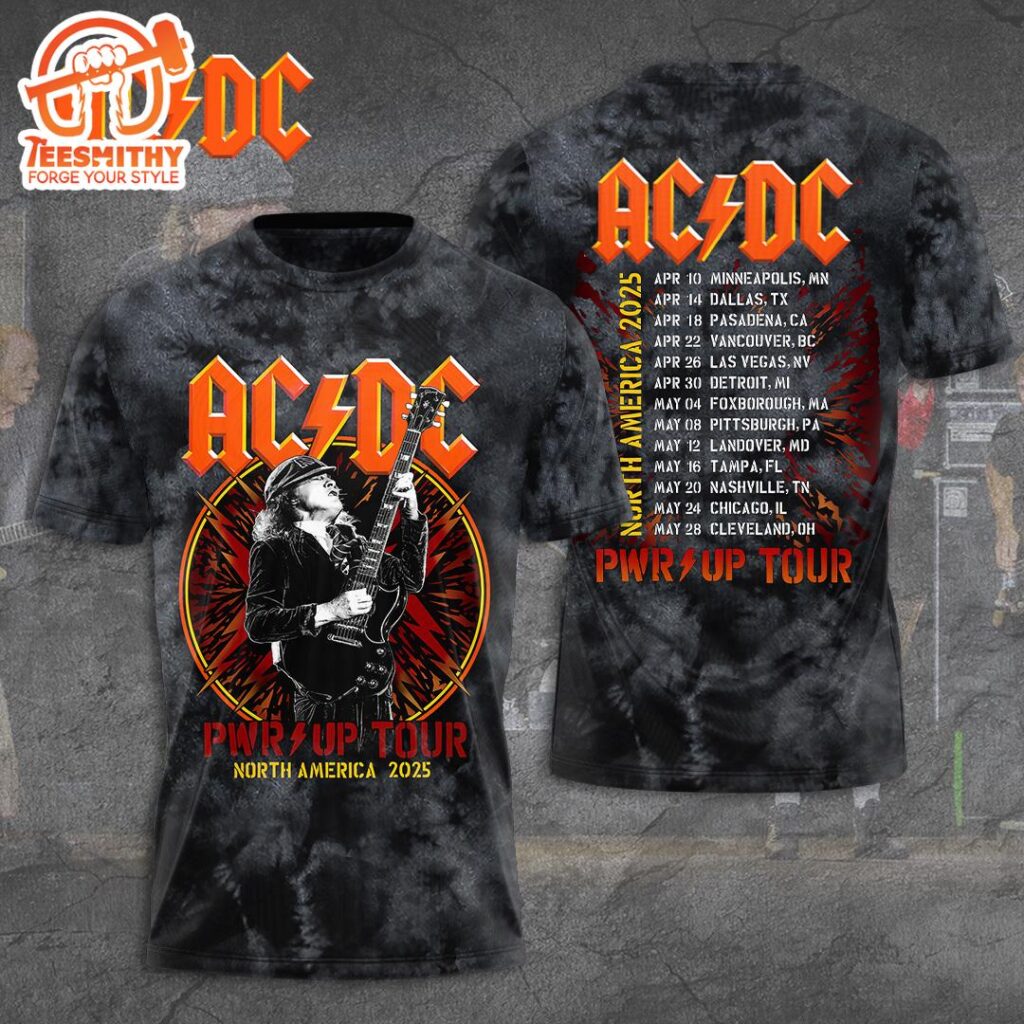 Rock ACDC Pwr Up Tour 2025 Festive 3D T-Shirt - Teesmithy