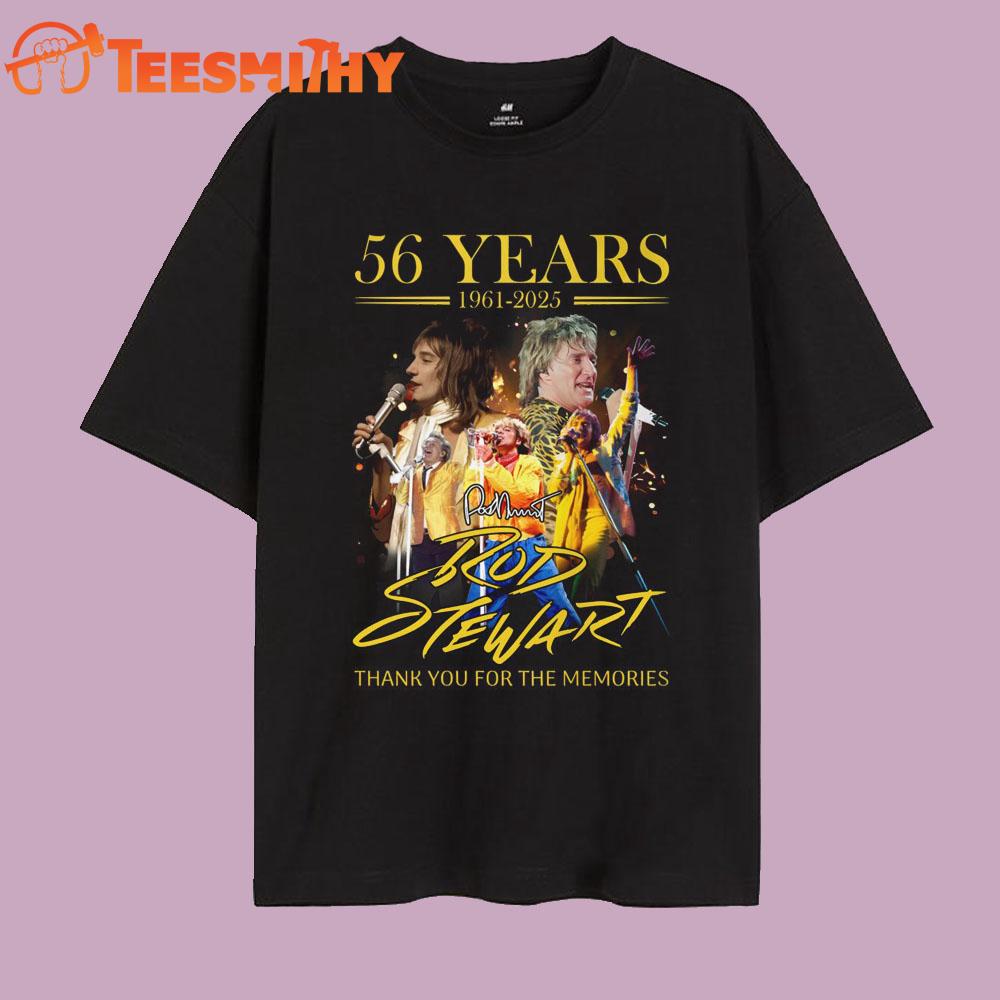 Rod Stewart 56 Years 1961-2025 Signature T Shirt