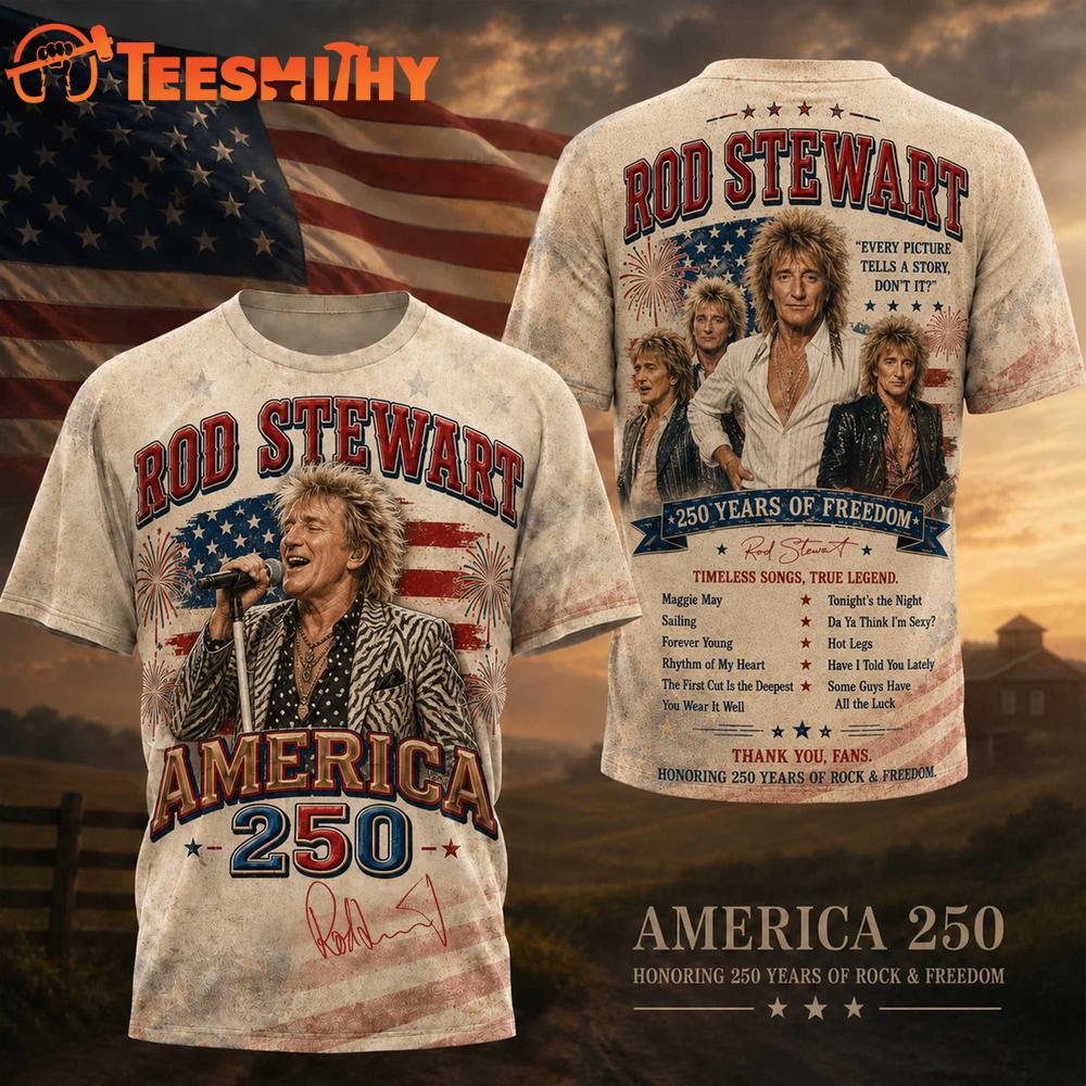 Rod Stewart Graphic Signature Music America 250 Years 3D Shirt