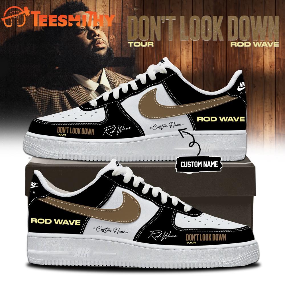 Rod Wave Don’t Look Down Tour 2026 Limited Edition Signature Black Air Force 1 Shoes