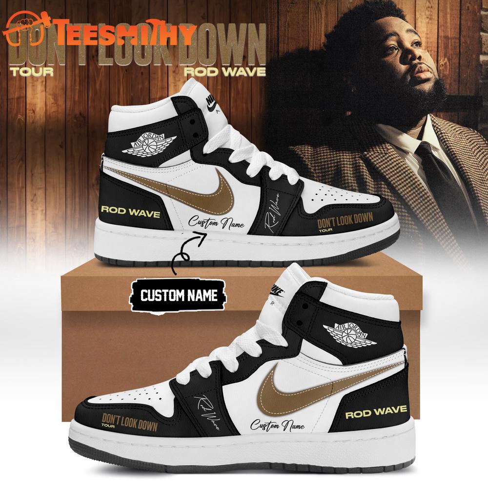 Rod Wave Don’t Look Down Tour 2026 Limited Edition Signature Black Air Jordan 1 Shoes