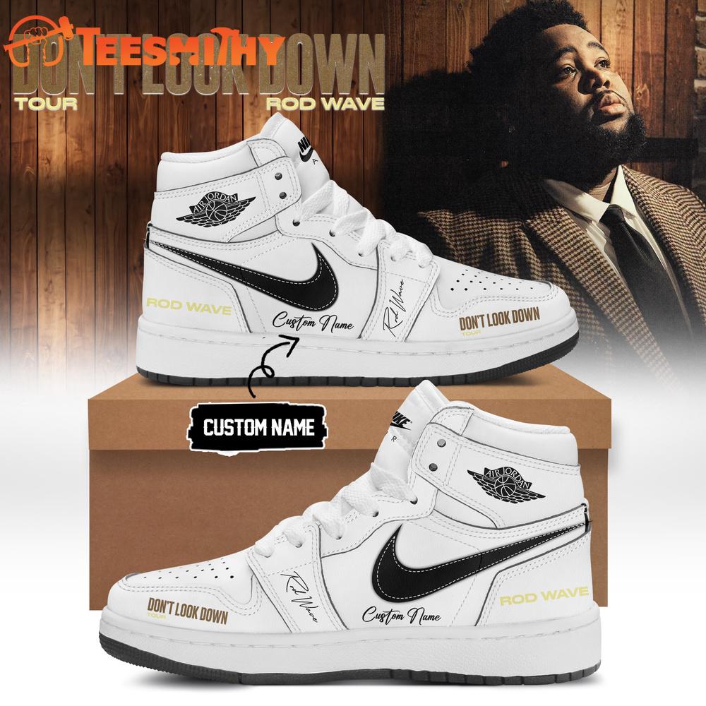 Rod Wave Don’t Look Down Tour 2026 Limited Edition Signature White Air Jordan 1 Shoes