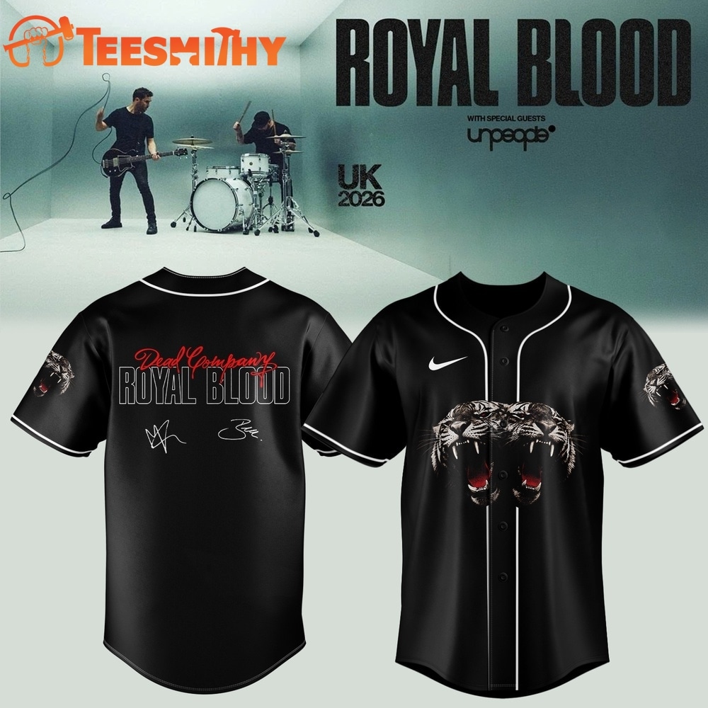 Royal Blood UK Tour 2026 Limited Edition Signature Black Baseball Jersey