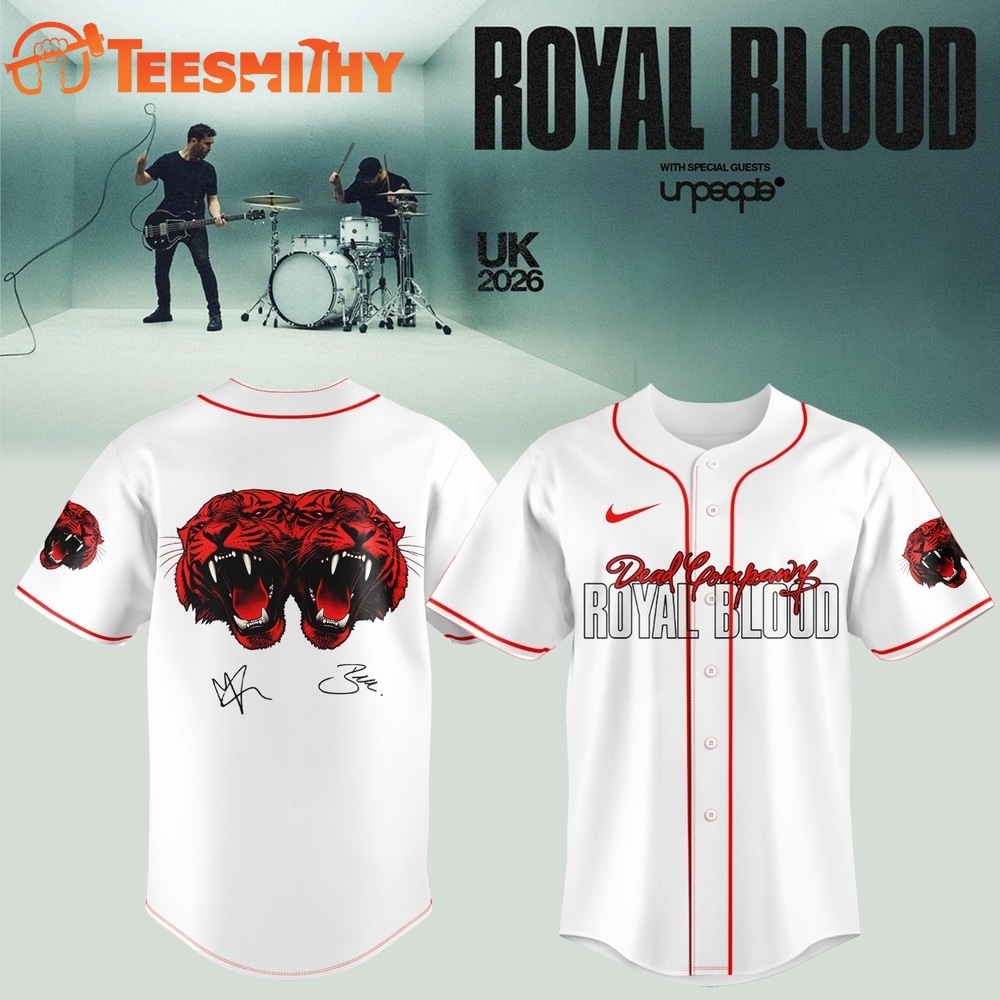 Royal Blood UK Tour 2026 Limited Edition Signature White Baseball Jersey