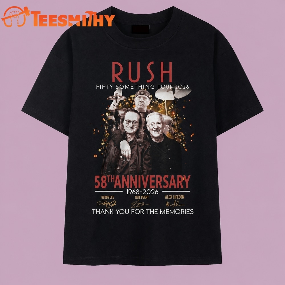 Rush Fifty Something Tour 2026 58th Anniversary Signatures T Shirt