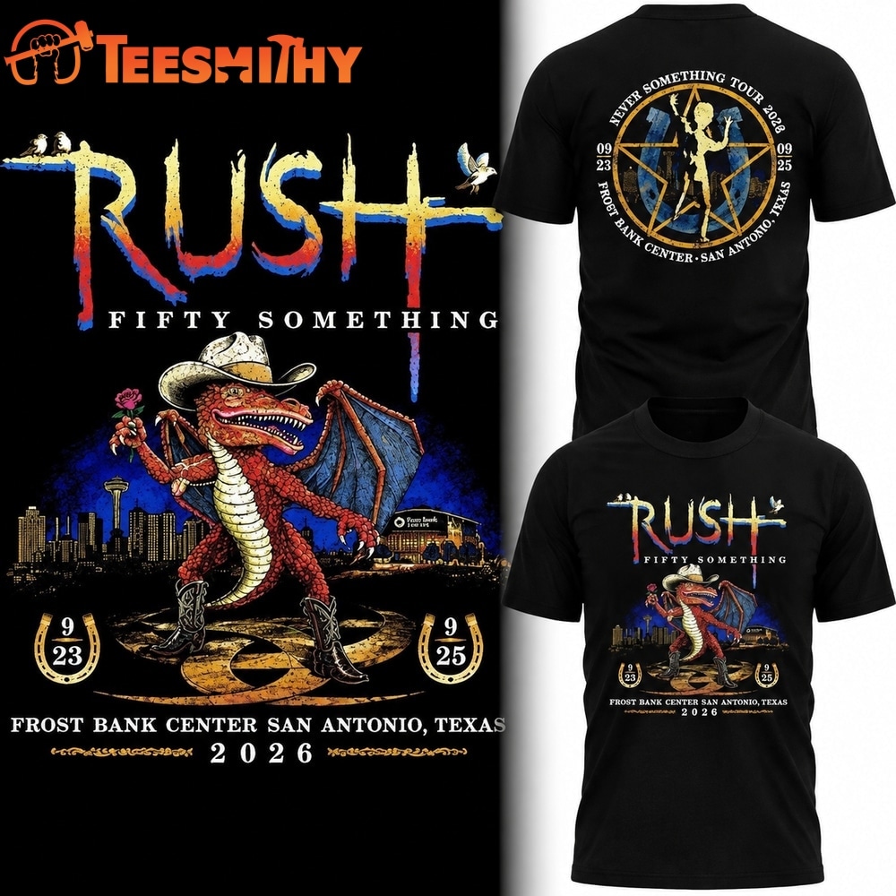 Rush Fifty Something Tour 2026 San Antonio TX Black T Shirt