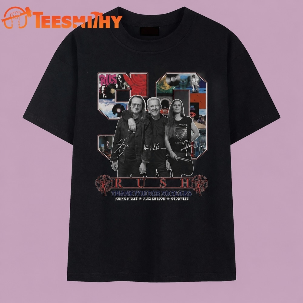 Rush Thank You For 50 Years Signatures Vintage Rock Band T Shirt