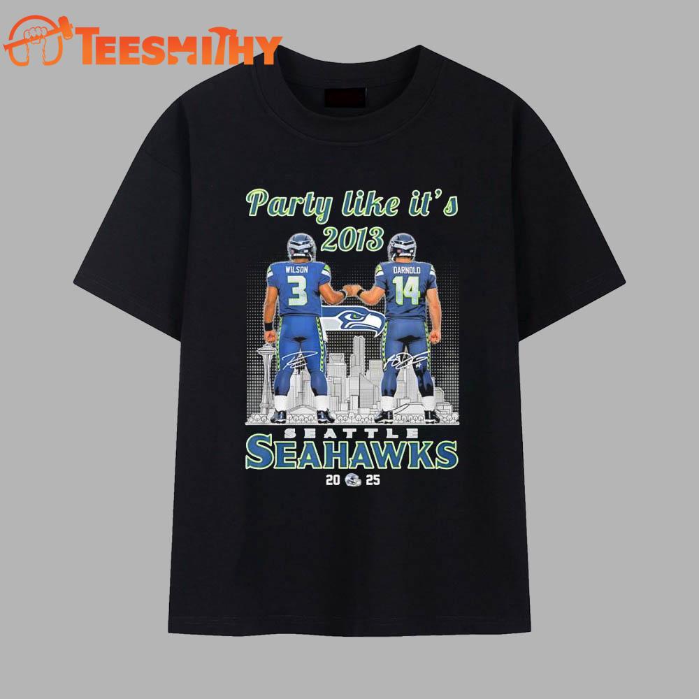 Russell Wilson and Sam Darnold Seattle Seahawks Party like it’s 2013 signatures Vintage T Shirt
