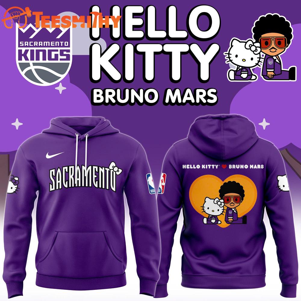 Sacramento Kings NBA Bruno Mars And Hello Kitty Collab Premium Limited Hoodie