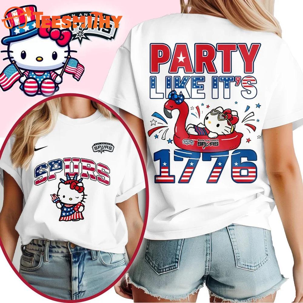 San Antonio Spurs 2026 NBA Hello Kitty Independence Day Unisex 3D Shirt