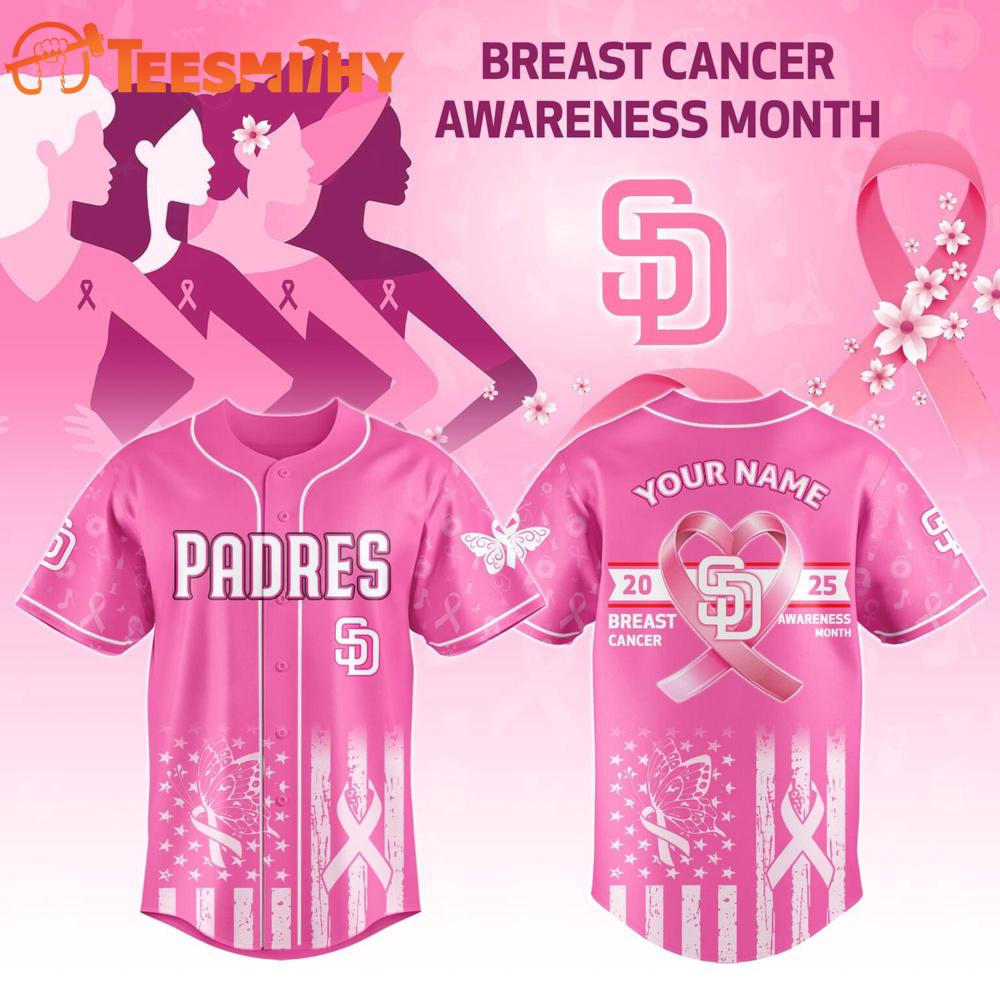 San Diego Padres Breast Cancer Awareness Month Custom Baseball Jersey