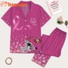 San Francisco 49ers 2025 NFL Breast Cancer October Short Sleeve Satin Pajama Set