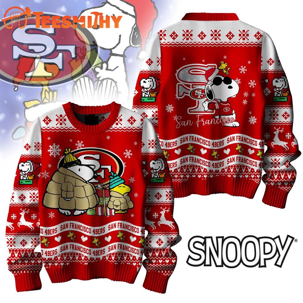 San Francisco 49ers 2025 NFL Peanuts Snoopy Funny Christmas Ugly Sweater