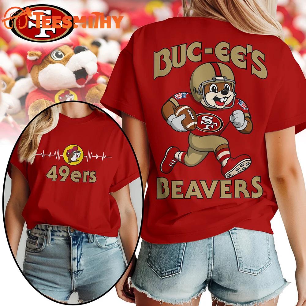 San Francisco 49ers 2026 NFL Buc-ee’s Beavers All Over Print T Shirt