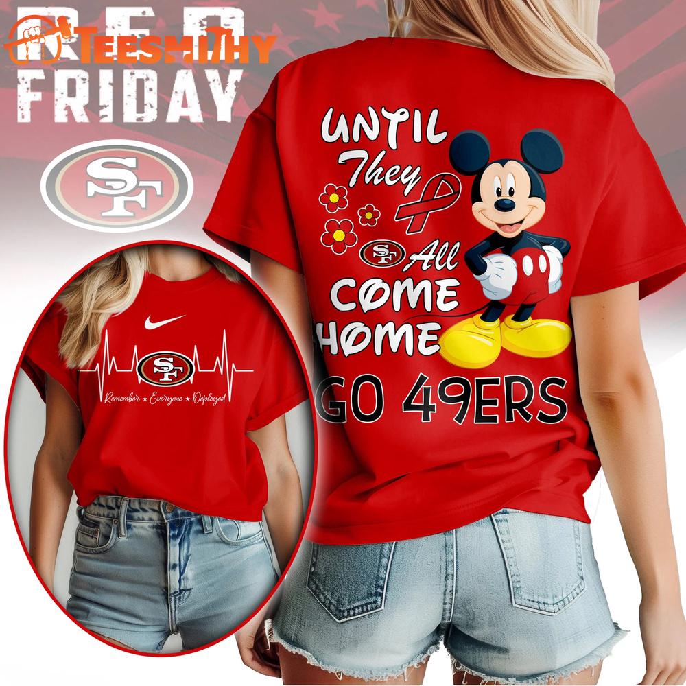 San Francisco 49ers 2026 NFL Mickey Red Friday 3D T Shirt