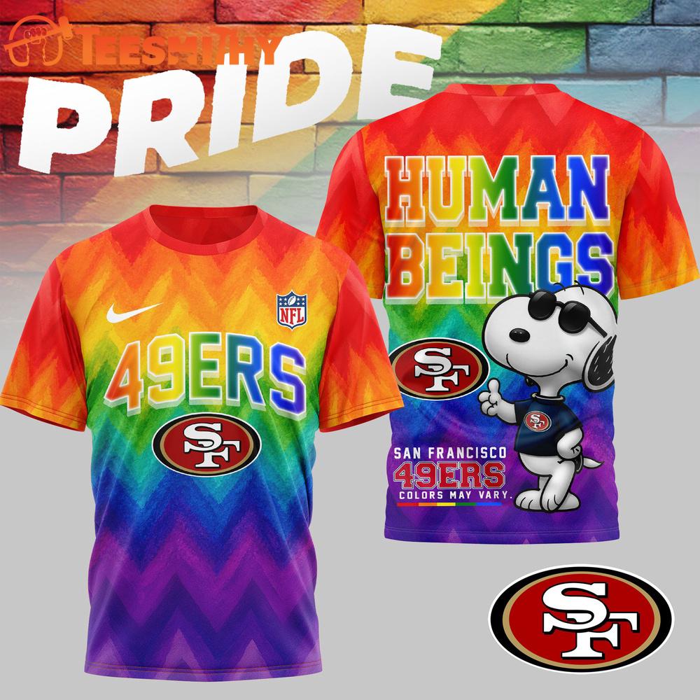 San Francisco 49ers 2026 NFL Snoopy Rainbow Pride Limited 3D Shirt