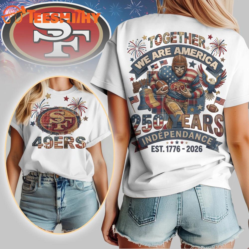 San Francisco 49ers NFL 250th Anniversary Of America Patchwork All Over Print T Shirt