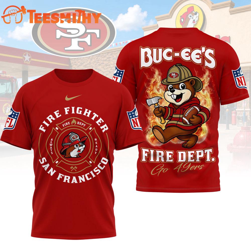 San Francisco 49ers NFL Buc-ee's Firefighter Strong 3D Shirt