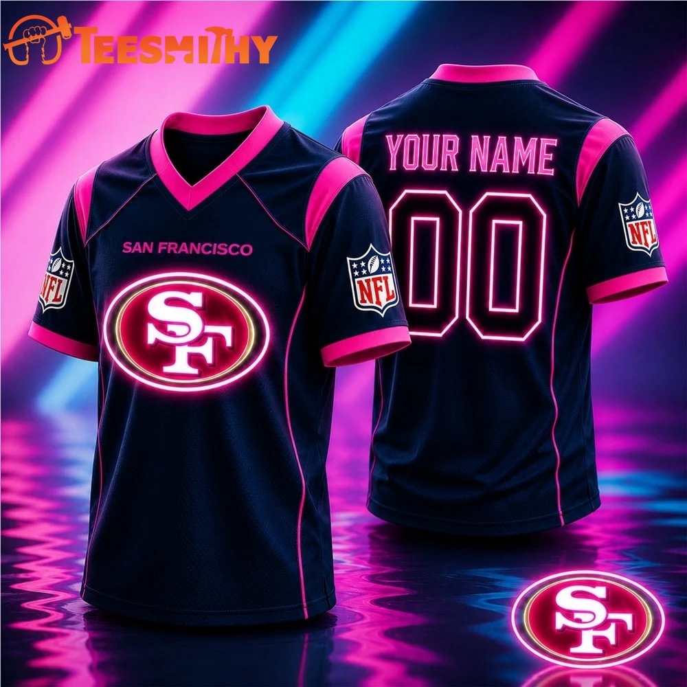 San Francisco 49ers NFL Electric Glow Custom Football Jersey