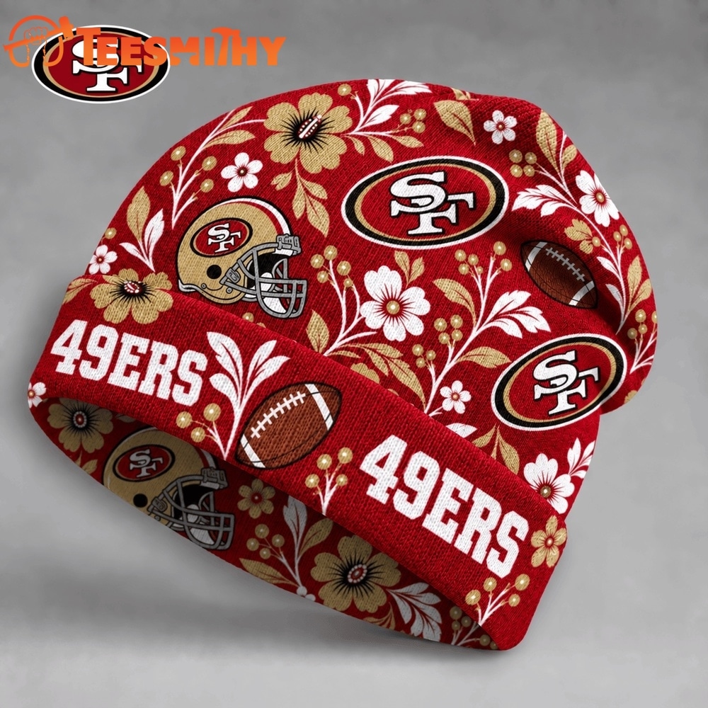 San Francisco 49ers NFL Floral Team Pride Christmas Beanie Hats