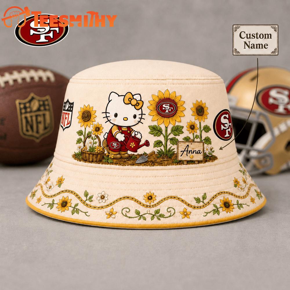 San Francisco 49ers NFL Hello Kitty Sunflower Garden Bucket Hat