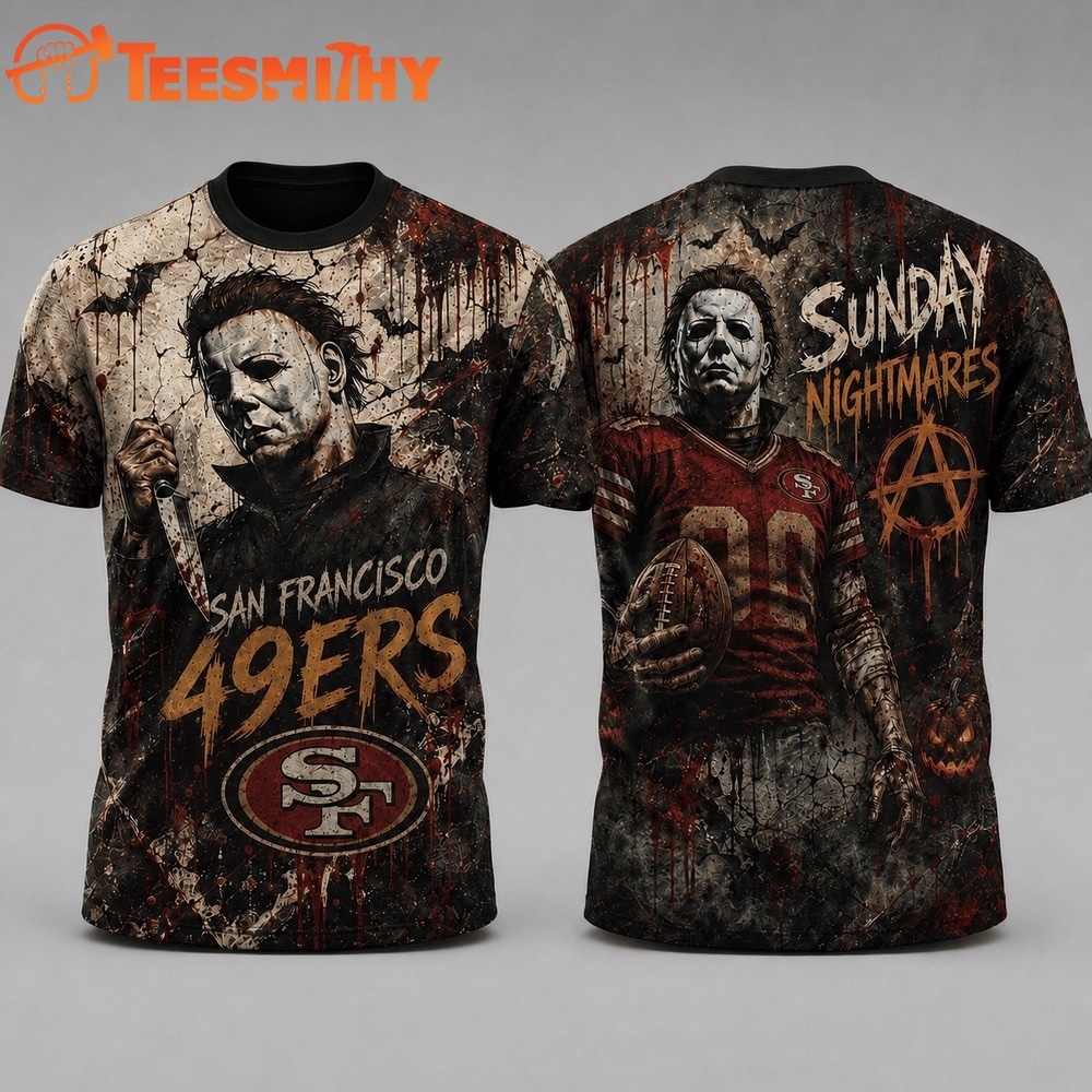 San Francisco 49ers NFL Michael Myers Sunday Nightmares Horror Halloween 3D T Shirt