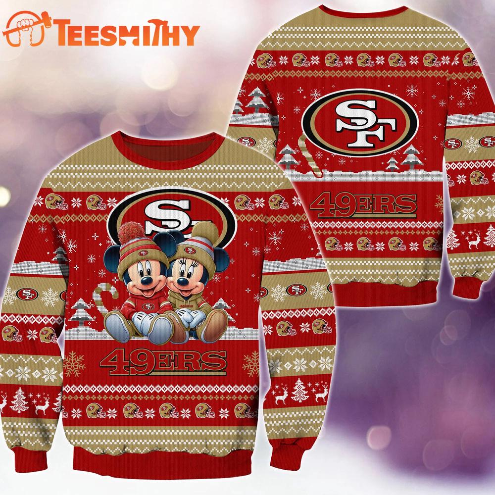 San Francisco 49ers NFL Mickey Minnie Ugly Christmas Sweater