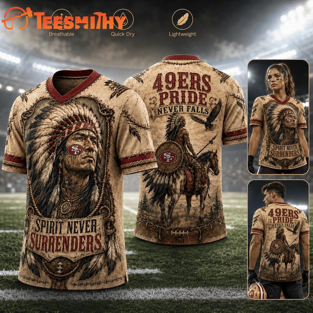 San Francisco 49ers NFL Native American Warrior Vintage Game Day Football Jersey