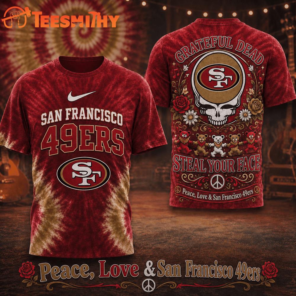 San Francisco 49ers NFL Peace Love Greateful Dead Special New 3D Shirt