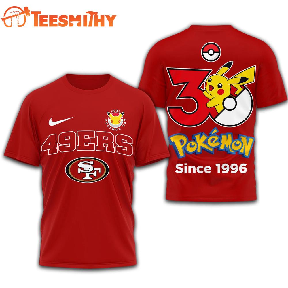 San Francisco 49ers NFL Pokemon 30th Anniversary 3D T Shirt