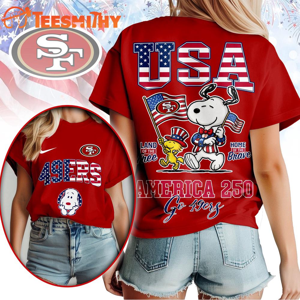 San Francisco 49ers NFL Snoopy America 250 Years Anniversary 3D T Shirt